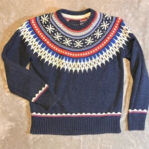 Vintage American Eagle Sweater Men’s Medium Blue Nordic Fair Isle Wool Blend Ski